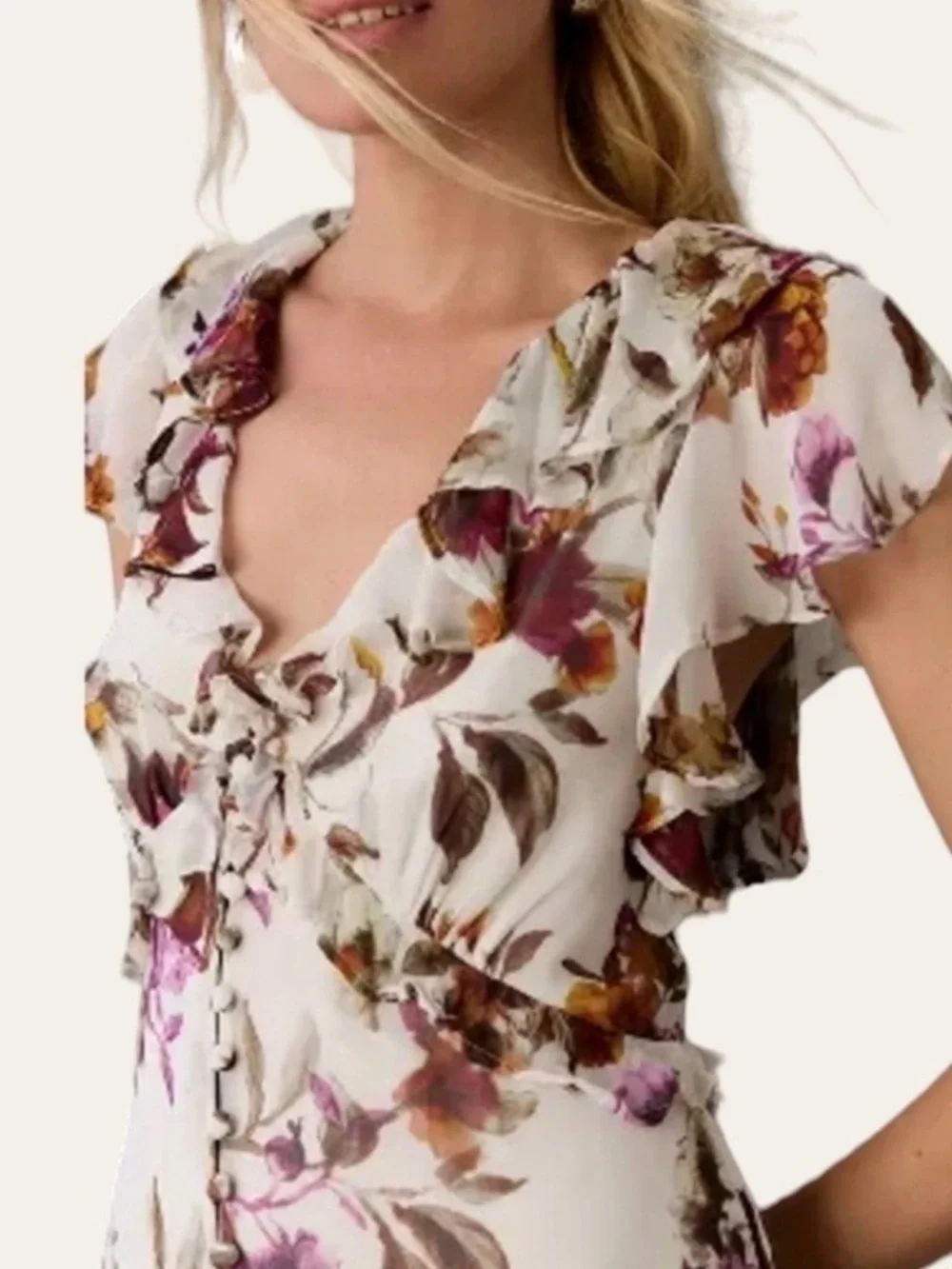 NWT Anthropologie V-Neck Floral Tiered Ruffle Prairie Dress 
(Sz 16 Plus) - Picture 3 of 15